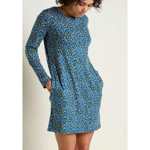 Toad & Co Windmere II Long Sleeve Dress - Cornflower Ditsy Print Size M